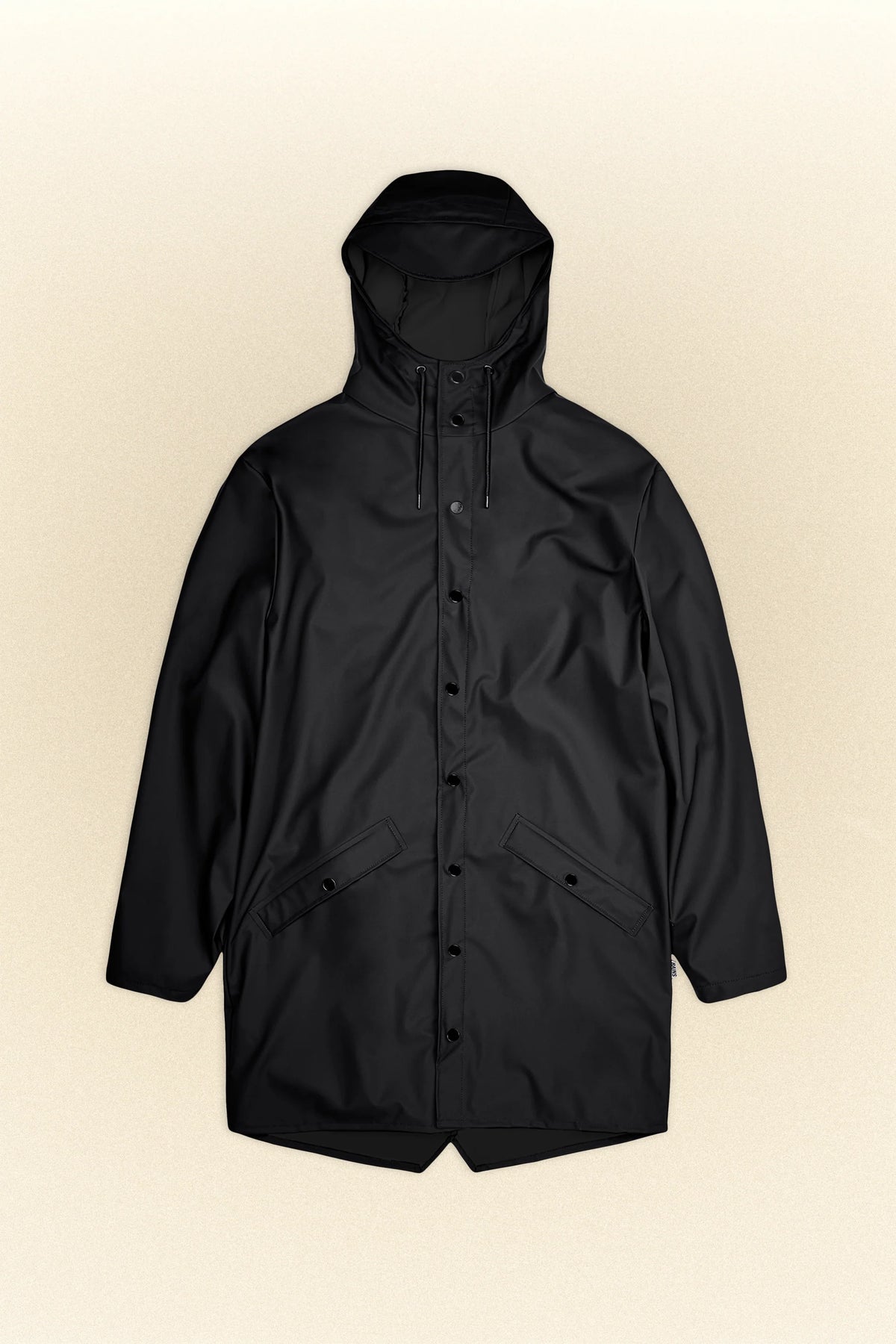 Long black store rain jacket