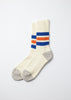 RoToTo Coarse Ribbed Oldschool Crew Socks - Blue / Orange