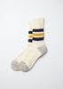 RoToTo Coarse Ribbed Oldschool Crew Socks - Navy / Yellow