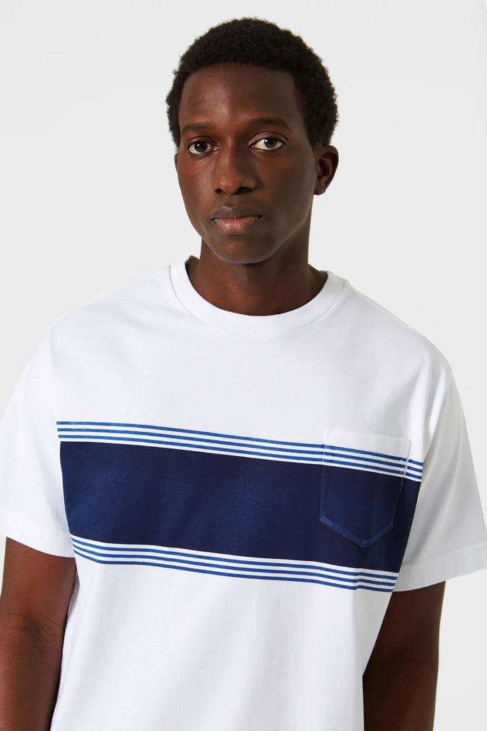 Edmmond Studios Coastal Stripe T-Shirt - White / Blue