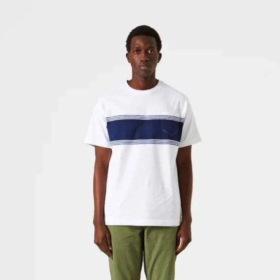 Edmmond Studios Coastal Stripe T-Shirt - White / Blue