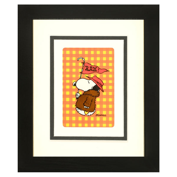 Framed Vintage Snoopy Playing Cards - Snoopy With Flag