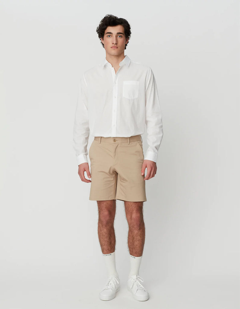 Les Deux Como Regular Cotton Linen Chino Shorts - Dark Sand