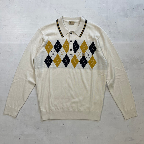 Gabicci Vintage Brando Knitted Polo - Cream